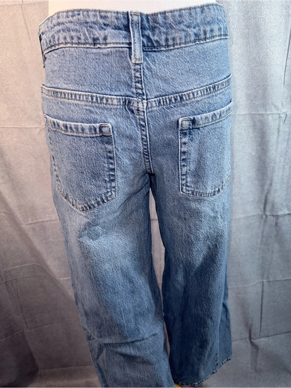 2301-Weekend Academy Kids Wide-Leg Jeans in Blue Denim